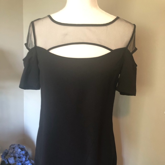 TOBI brand black tunic blouse with mesh and cut out detailing - Picture 2 of 16